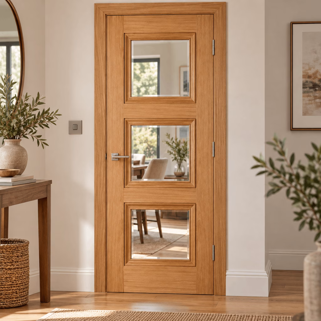 LPD Amsterdam 3L Oak Clear Glazed Veneer Pre-Finished Internal Door