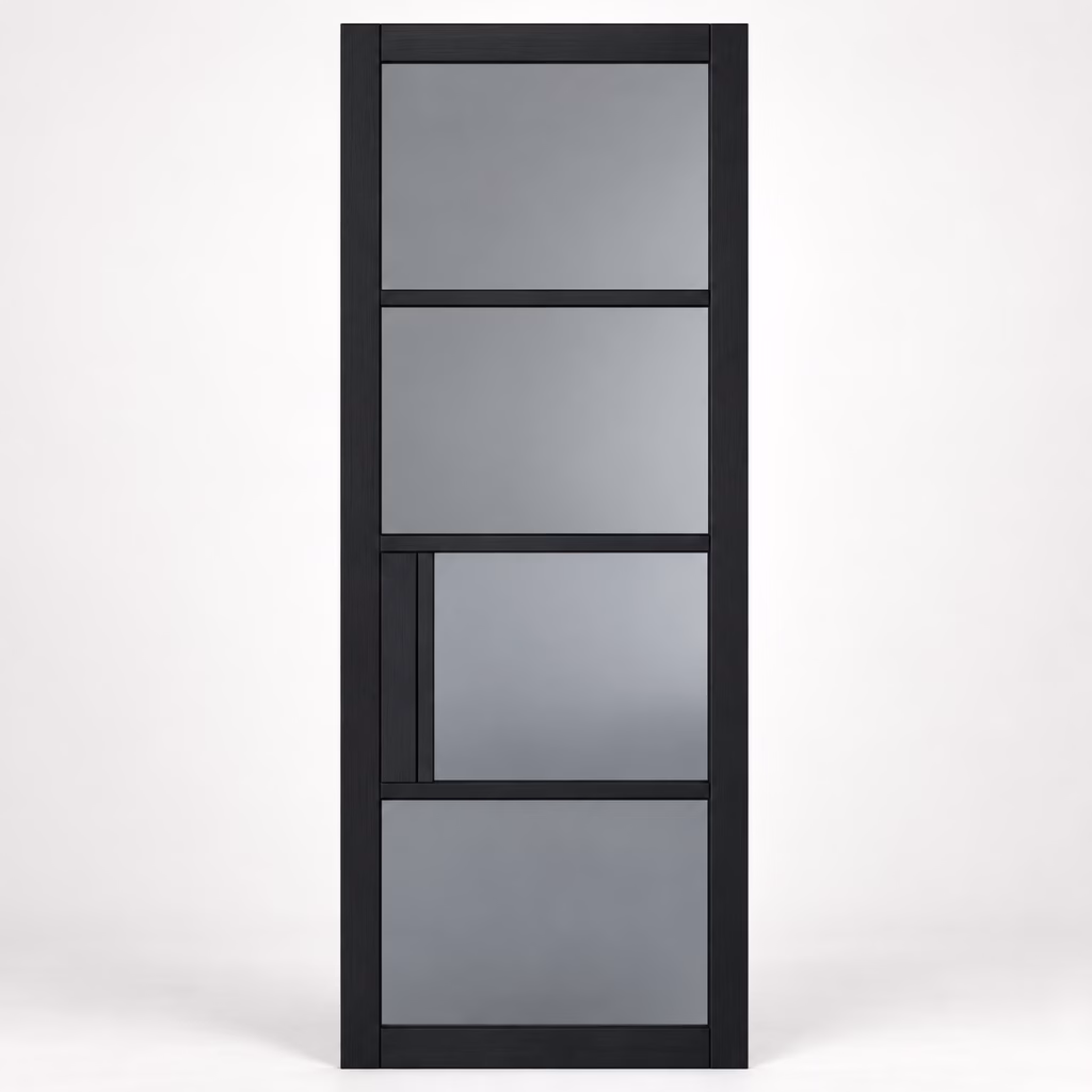 LPD Chelsea 4L Black Tinted Glazed Pre-Finished Internal Door
