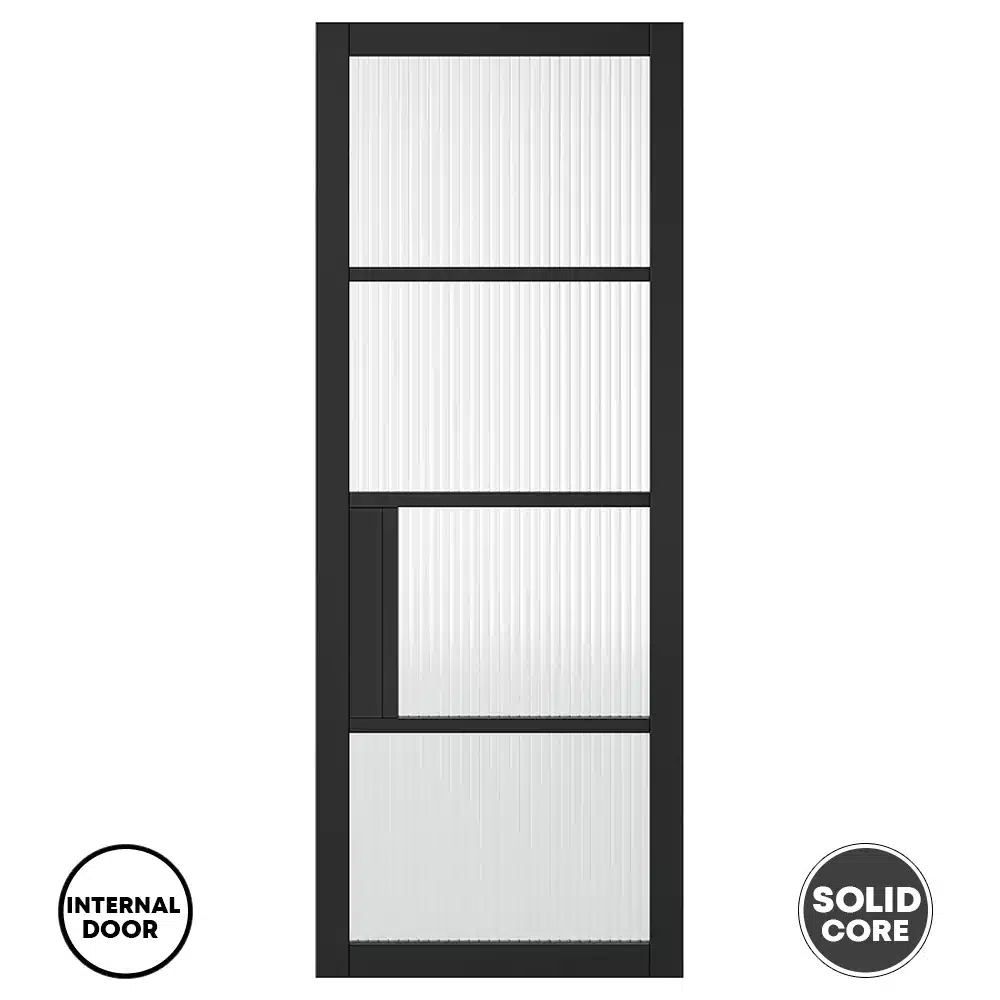 LPD Chelsea Internal Black Glazed 4L Door Reeded Pre-finished
