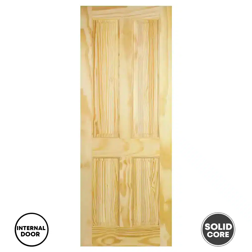 LPD Wooden 4 Panel Internal Clear Door - Pine
