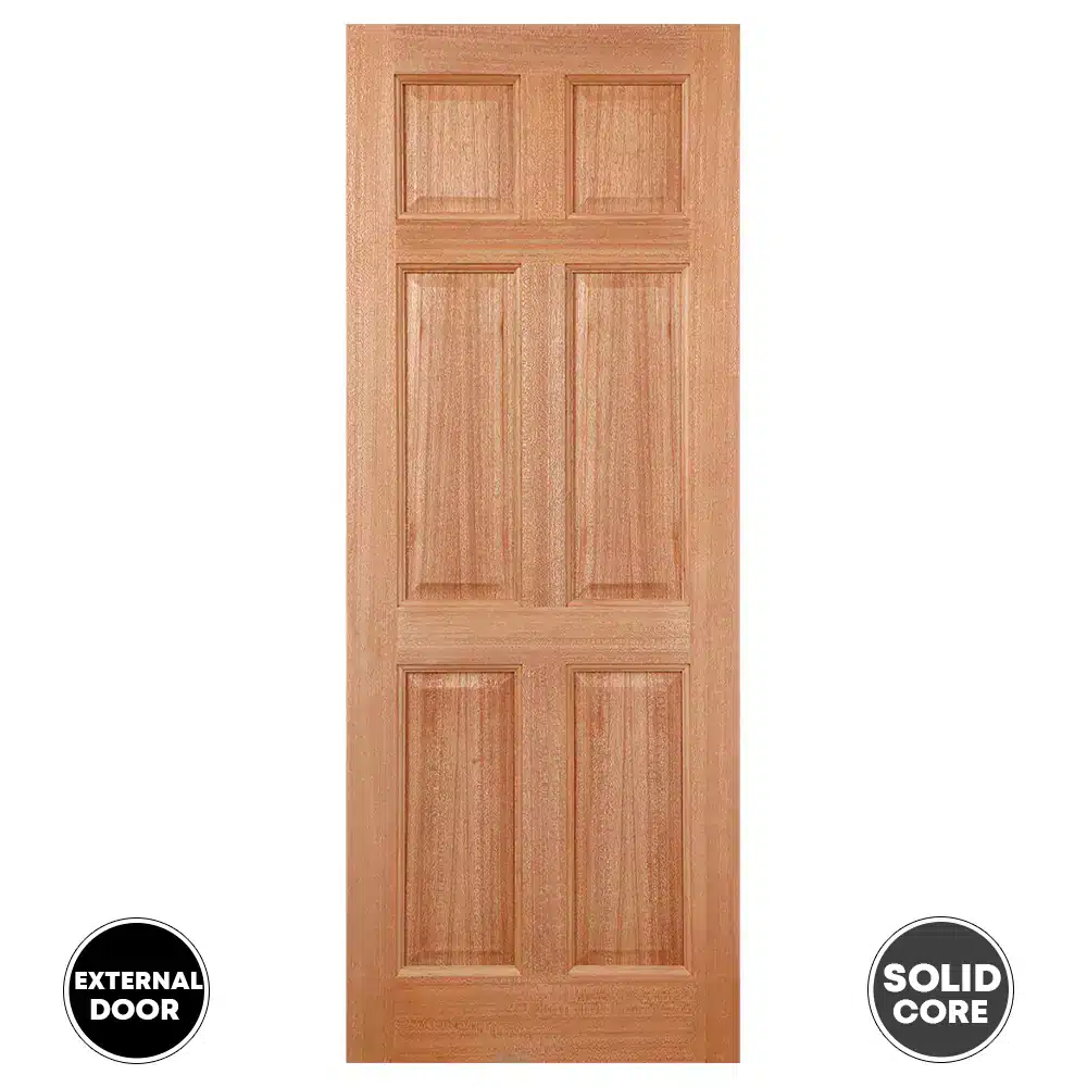 LPD External Unfinished Door 6P Colonial Dowelled - Hardwood