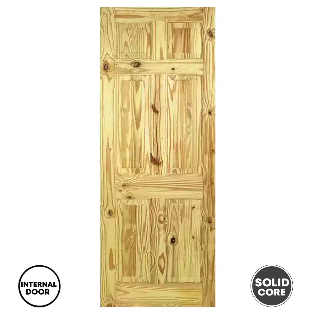 LPD Knotty Solid 6 Panel Internal Door - Pine