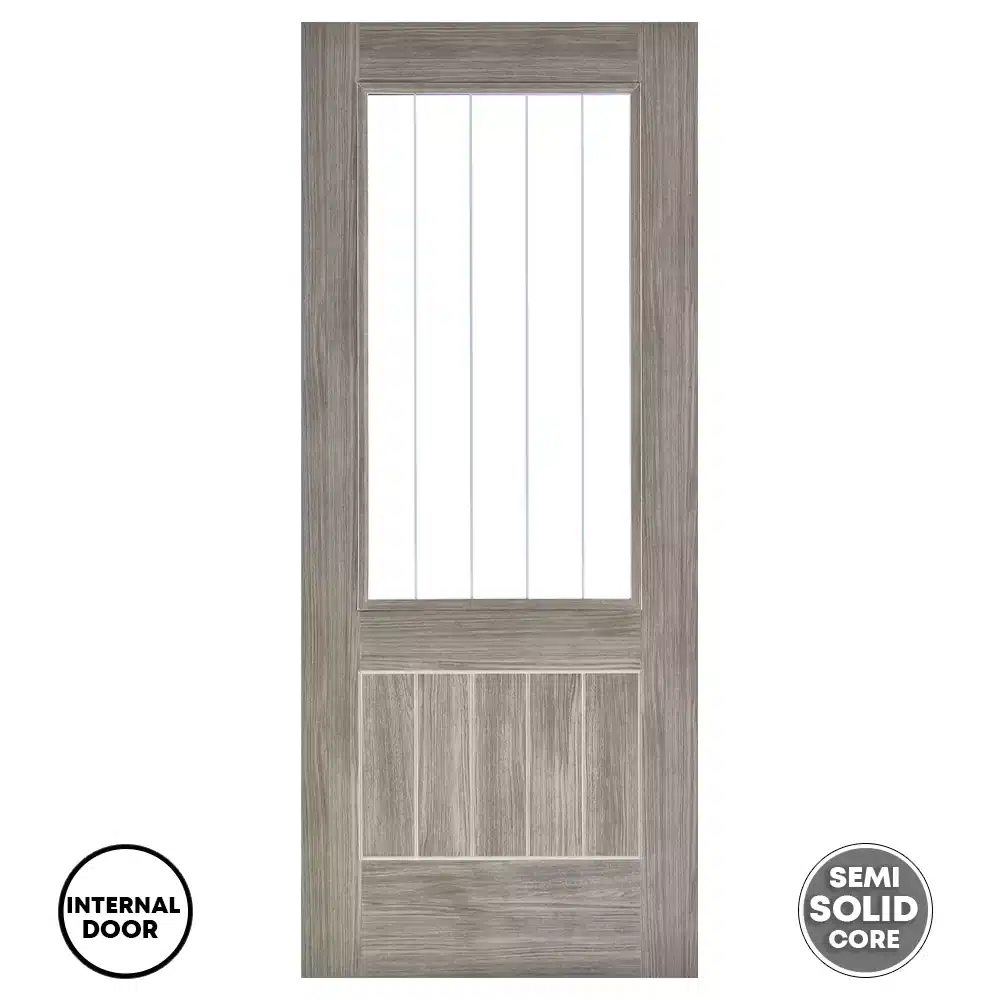 LPD Laminated Mexicano Internal Door Glazed Semi Solid - Light Grey