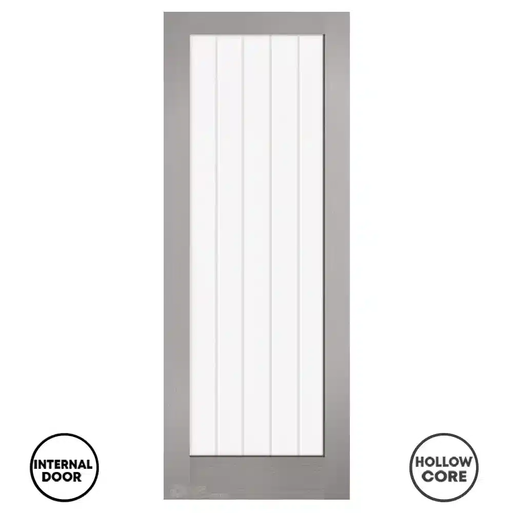 LPD 1L Glazed Door Moulded Textured Vertical - Grey