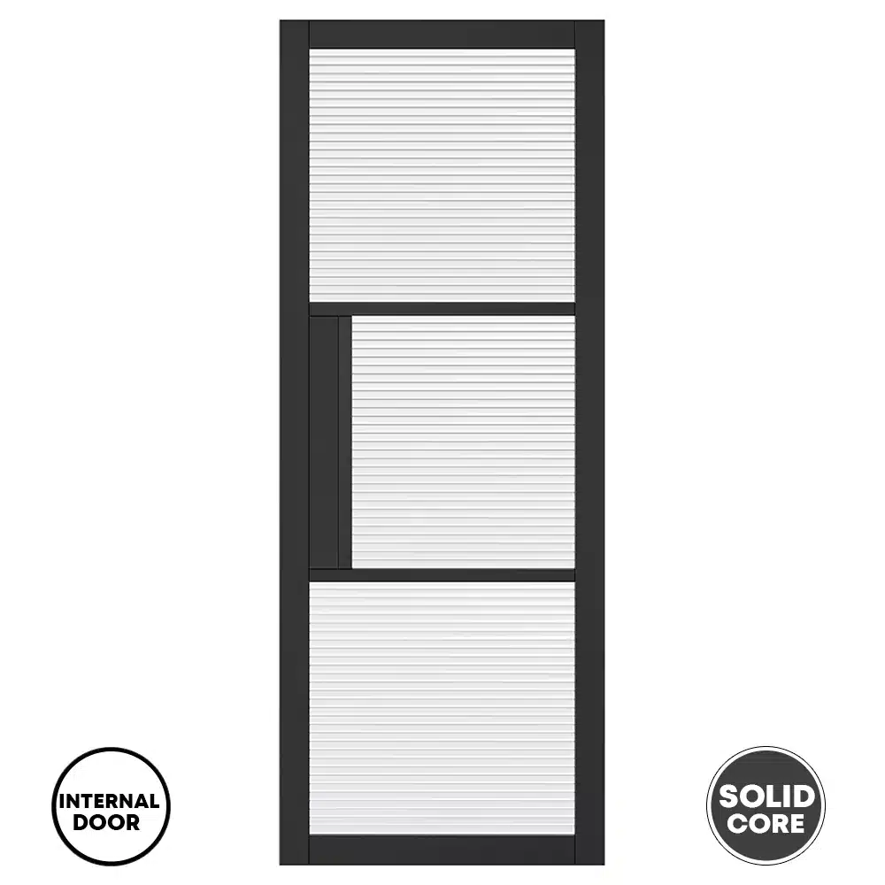 LPD Door Tribeca Glazed 3L Internal Black Reeded Perfect