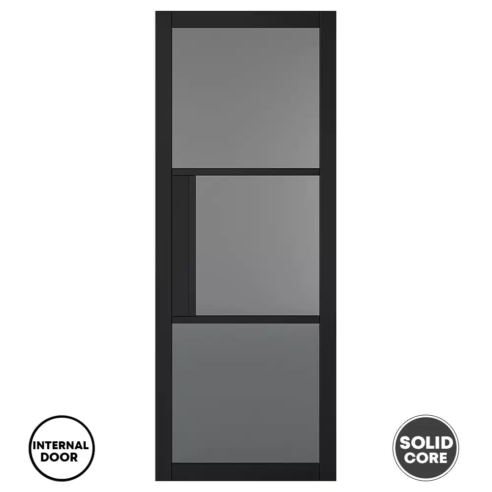 LPD Internal Door Glazed 3L Tinted Tribeca Black
