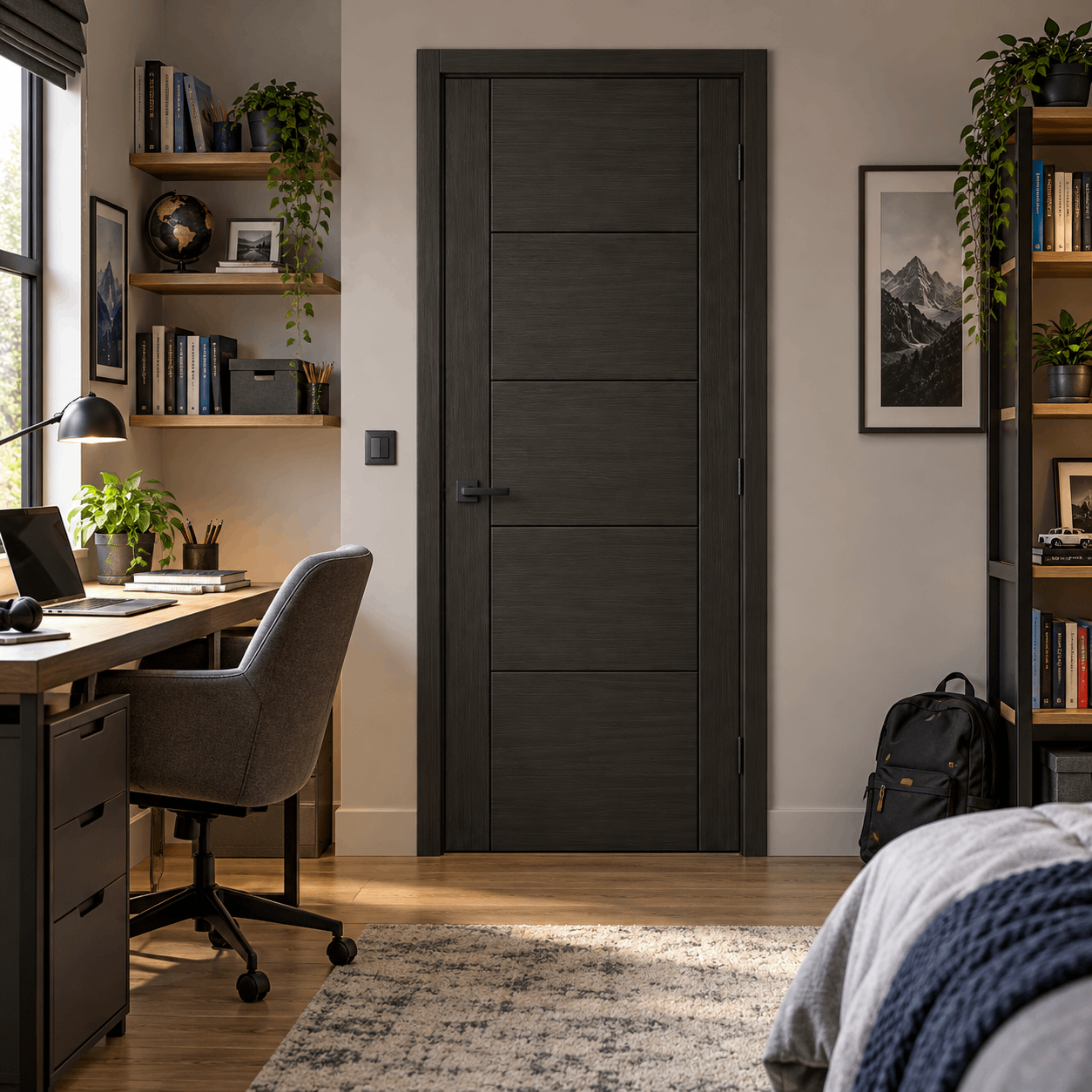 LPD Vancouver 5P Smoked Oak Ladder Panel Veneer Pre-Finished Internal Door