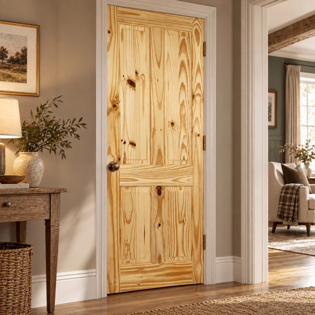LPD 4P Knotty Pine Wood Grain Raised Rectangular Panels Unfinished Internal Door