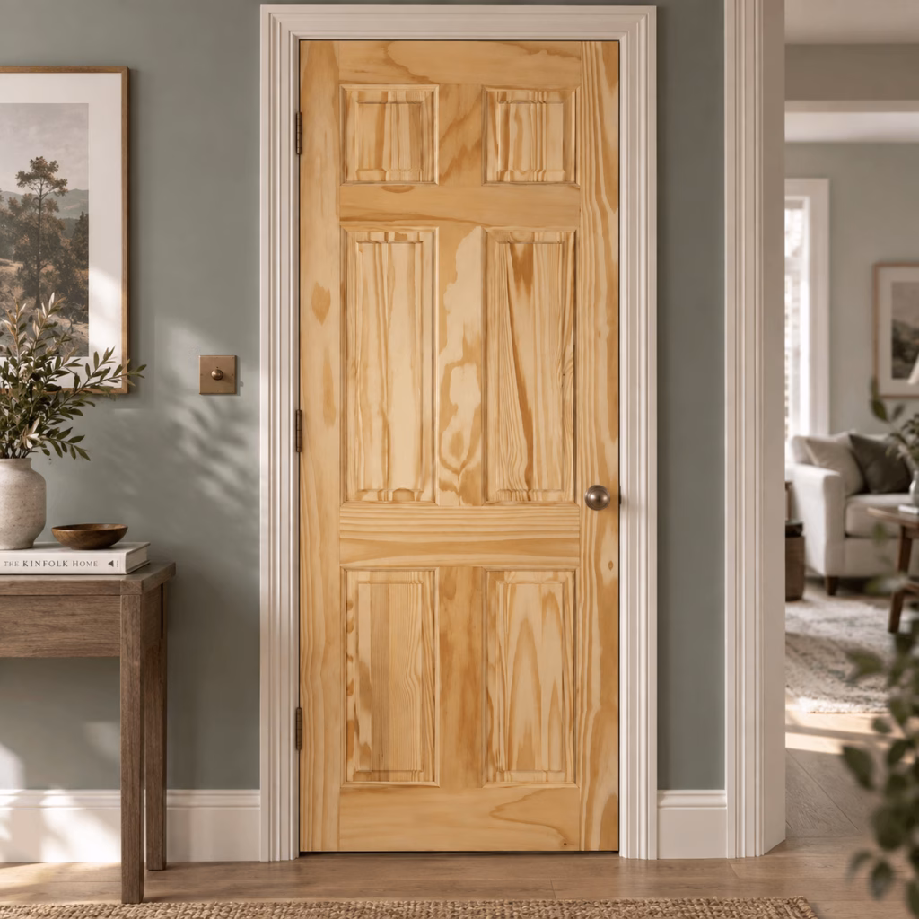 LPD 6P Clear Pine Balanced Panel Design Unfinished Internal Door