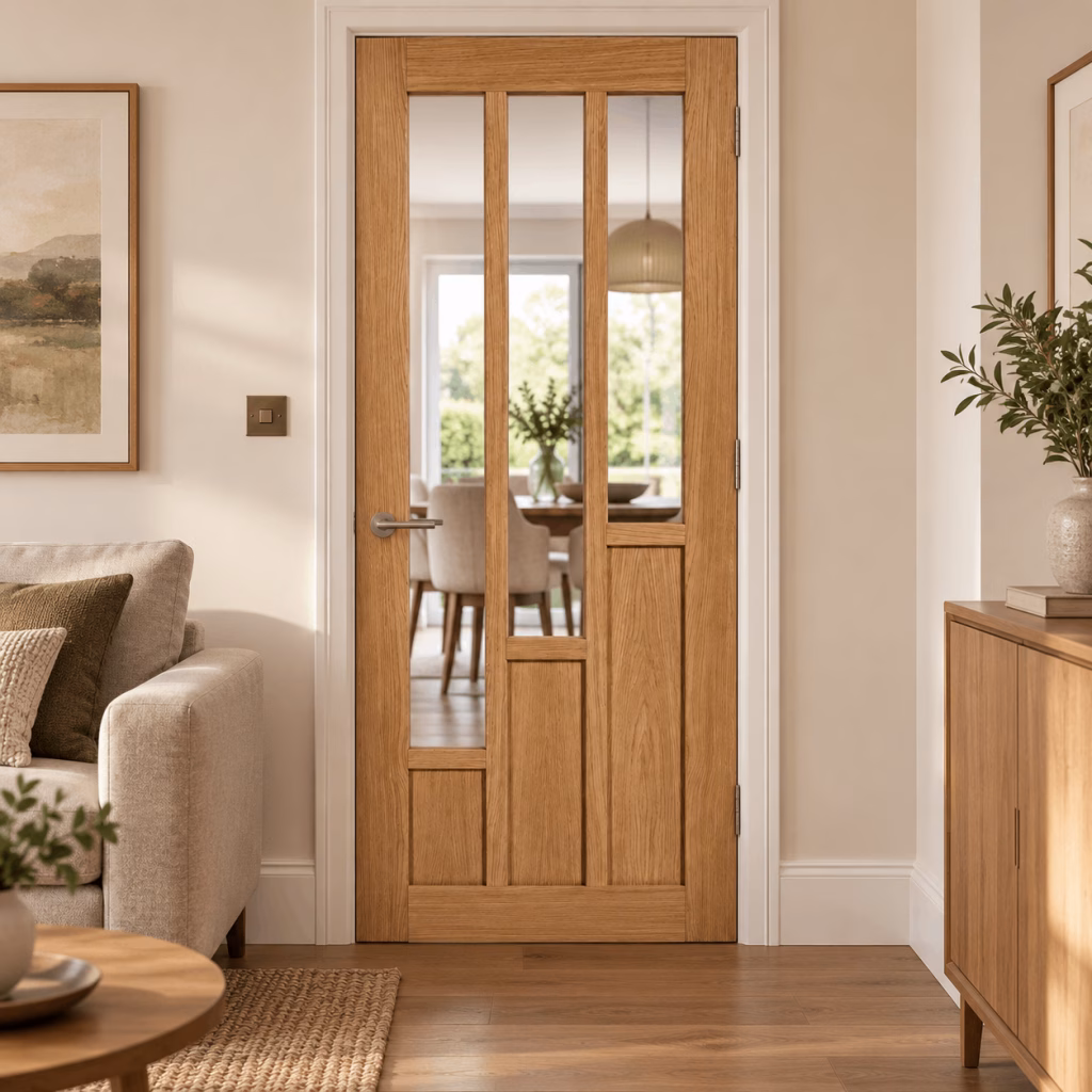 LPD Coventry 3L Oak Clear Glazed Veneer Pre-Finished Internal Door