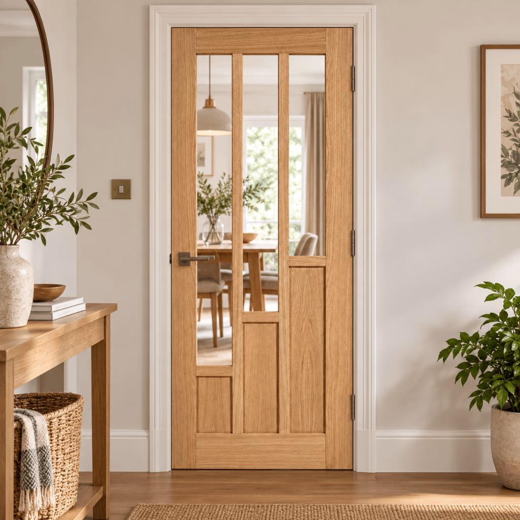 LPD Coventry 3L Oak Clear Glazed Veneer Unfinished Internal Door