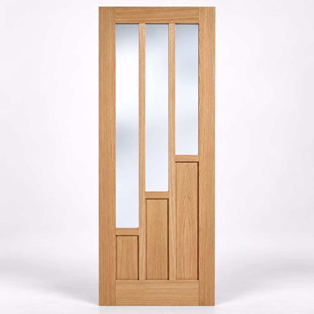 LPD Coventry 3L Oak Clear Glazed Veneer Unfinished Internal Door