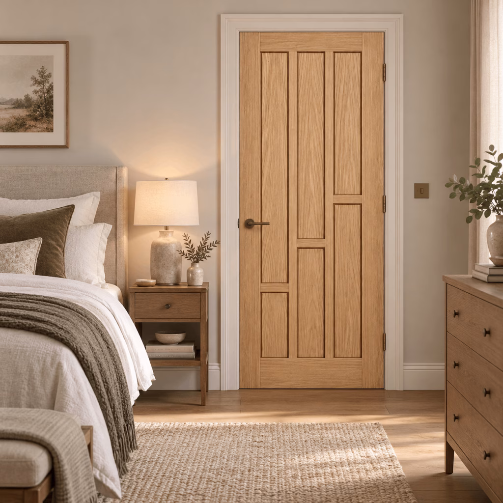 LPD Coventry Oak 6 Vertical Panel Veneer Unfinished Internal Door