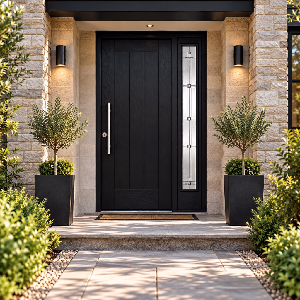 LPD Elegant Black 1L Glazed GRP Composite External Sidelight