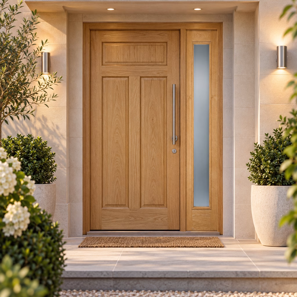 LPD Frosted Oak 1L Double Glazed Unfinished External Door Sidelight