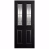 LPD Malton 2L Black Front White Inside Raised Panels Textured Clear Bevelled Lead Double Glazed GRP Pre-Finished External Door