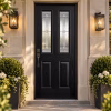 LPD Malton 2L Black Front White Inside Raised Panels Textured Clear Bevelled Lead Double Glazed GRP Pre-Finished External Door