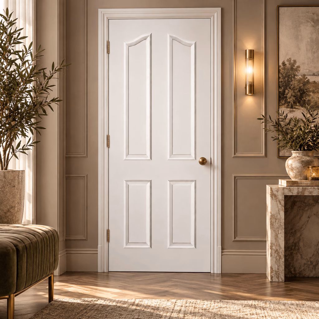 LPD Mayfair 4P White Primed Moulded Raised Shaped Panel Curved Top Textured Composite Internal Door