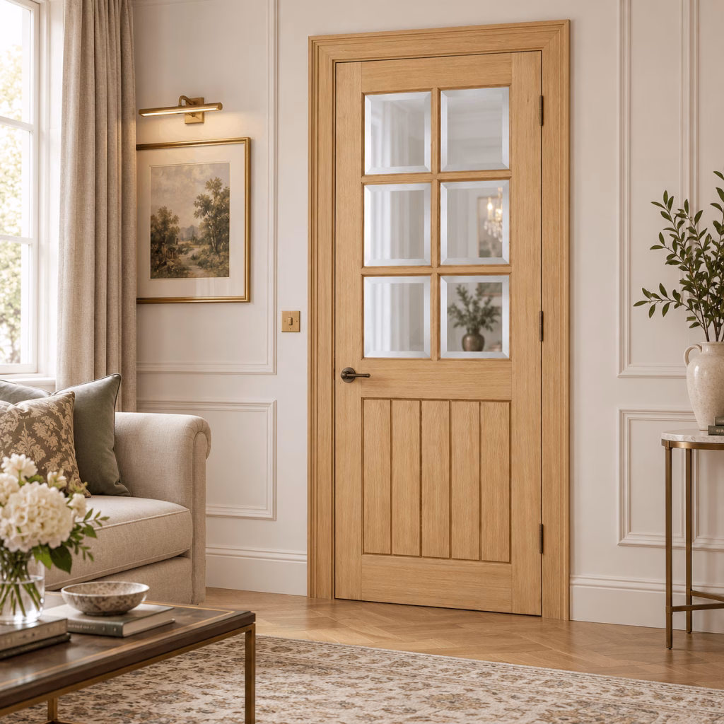 LPD Mexicano 6L Oak Clear Glazed Veneer Unfinished Internal Door