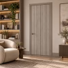 LPD Montreal Light Grey Vertical V Cut Groove Design Pre-Finished Laminate Internal Door lifestyle