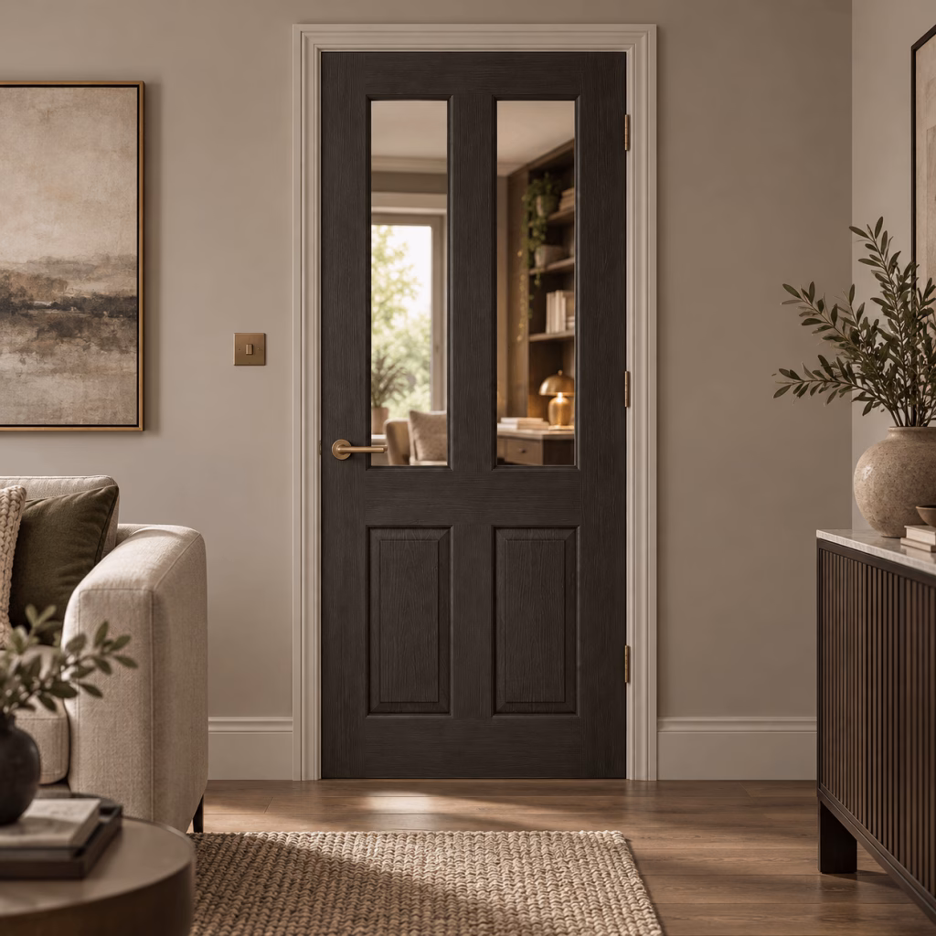 LPD Richmond 2L Smoked Oak Clear Glazed Veneer Pre-Finished Internal Door