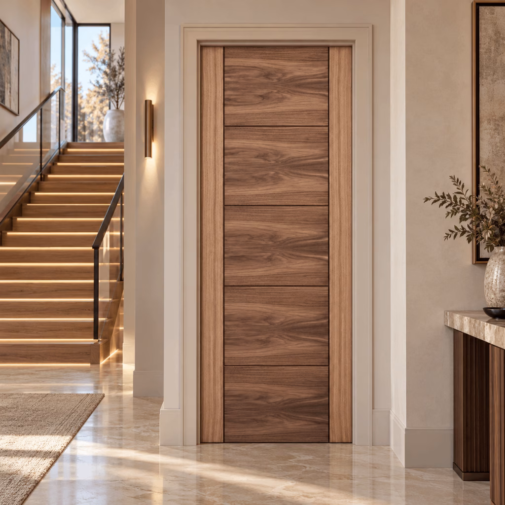 LPD Vancouver 5P Walnut Ladder Panel Veneer Pre-Finished Internal Door