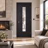 LPD Vancouver Black Ash 1L Glazed 5 Panel Pre-Finished Laminate Internal Door