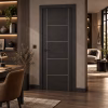 LPD Vancouver Dark Grey 5 Panel V Cut Groove Ladder Design Pre-Finished Laminate Internal Door