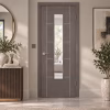 LPD Vancouver Medium Grey 5P Clear Glazed Pre-Finished Laminate Internal Door