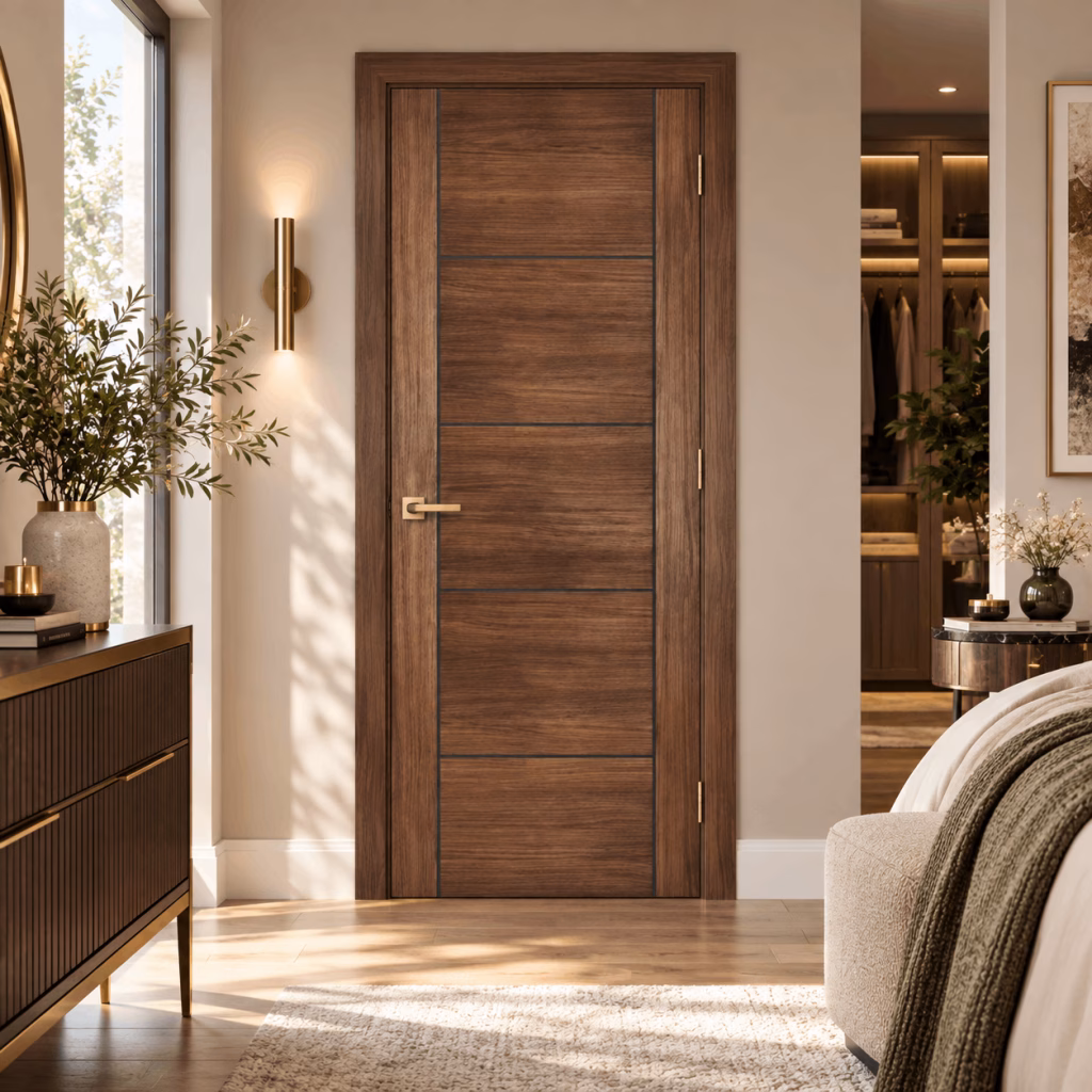 LPD Vancouver Walnut 5 Panel Pre-Finished Laminate Internal Door