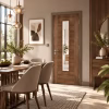 LPD Vancouver Walnut 5 Panel Vertical Clear Glazed Pre-Finished Laminate Internal Door lifestyle
