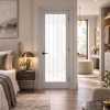 LPD Vertical 1L Grey Clear Glazed Square Cut Grooves Textured Pre-Finished Internal Door lifestyle