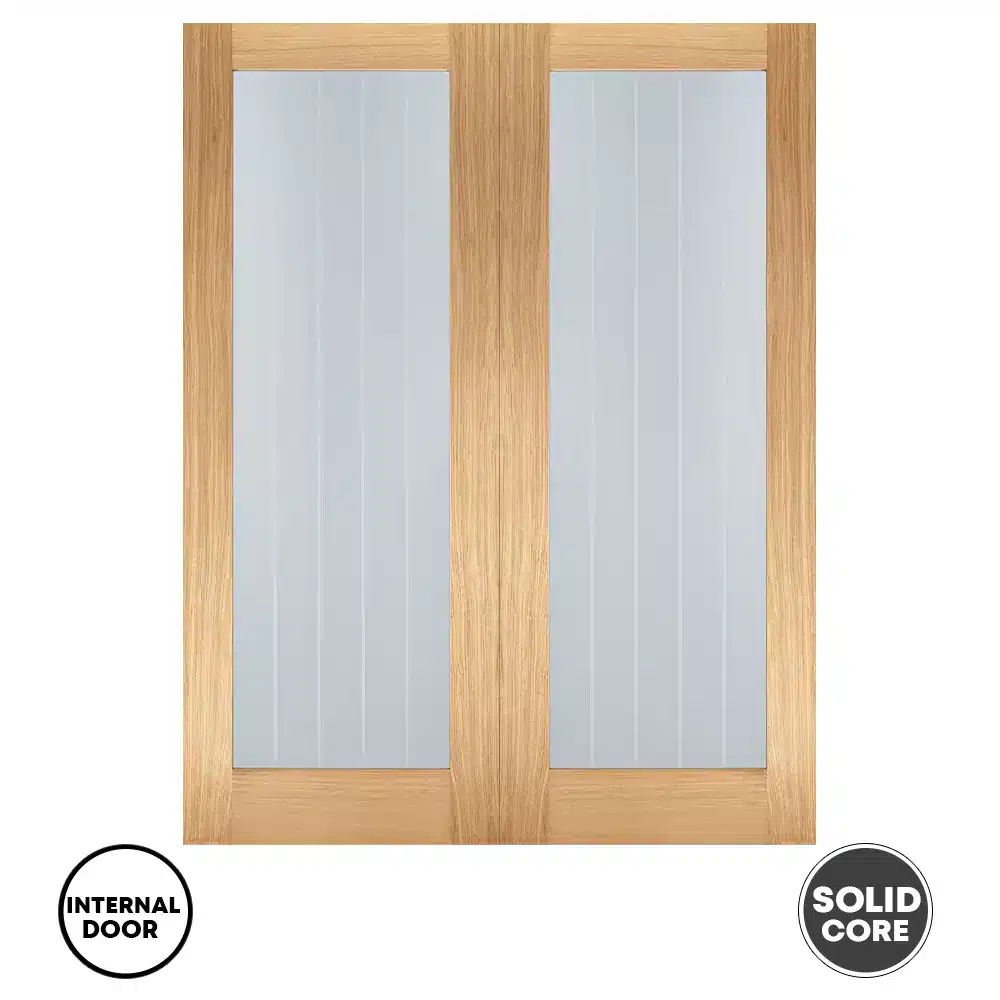 LPD Mexicano Glazed Internal Unfinished Door Pair Oak