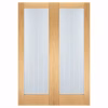 LPD Mexicano Oak Pattern 10 Clear Glazed Frosted Lines Rebated Right-Hand Pull Unfinished White Oak Veneer Internal Door Pair