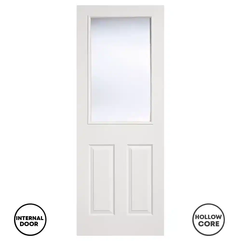 LPD Primed White 2 Panel Internal Door Moulded Glazed 1L