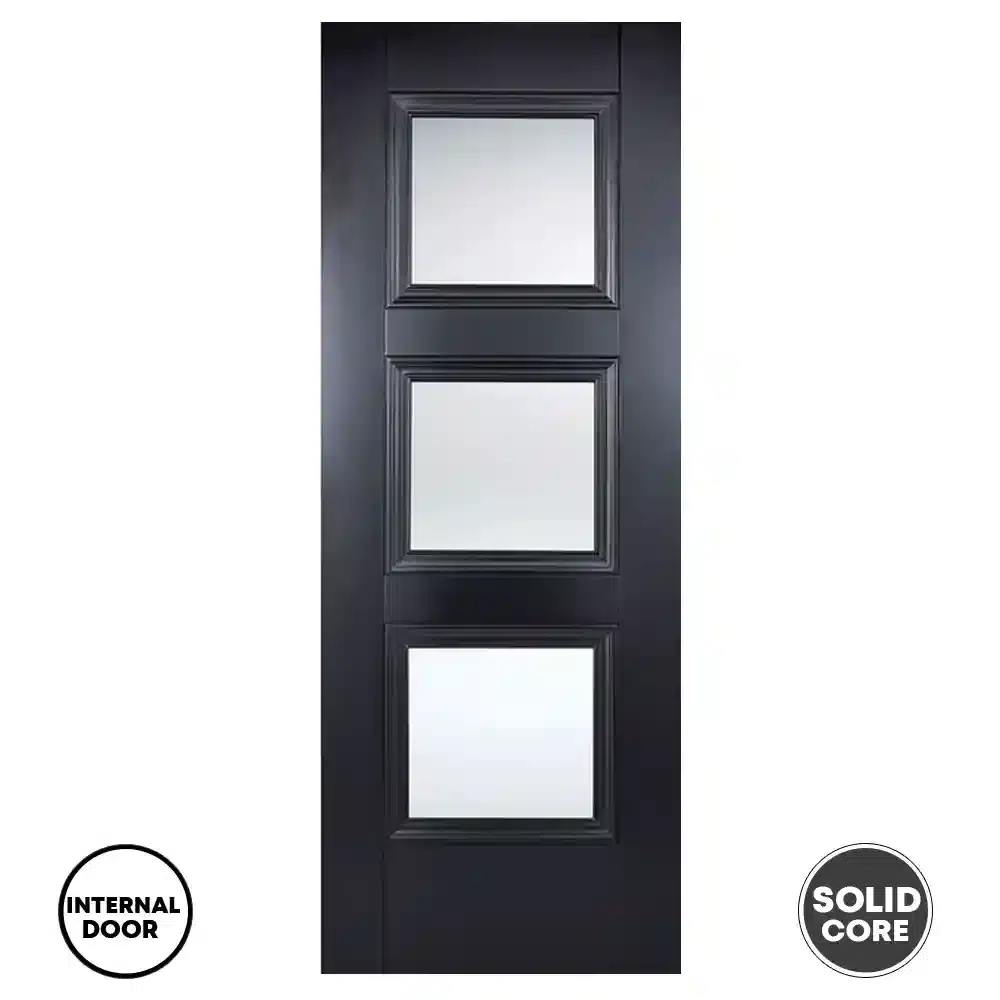 LPD Black Glazed Internal Door Amsterdam 3L Primed New