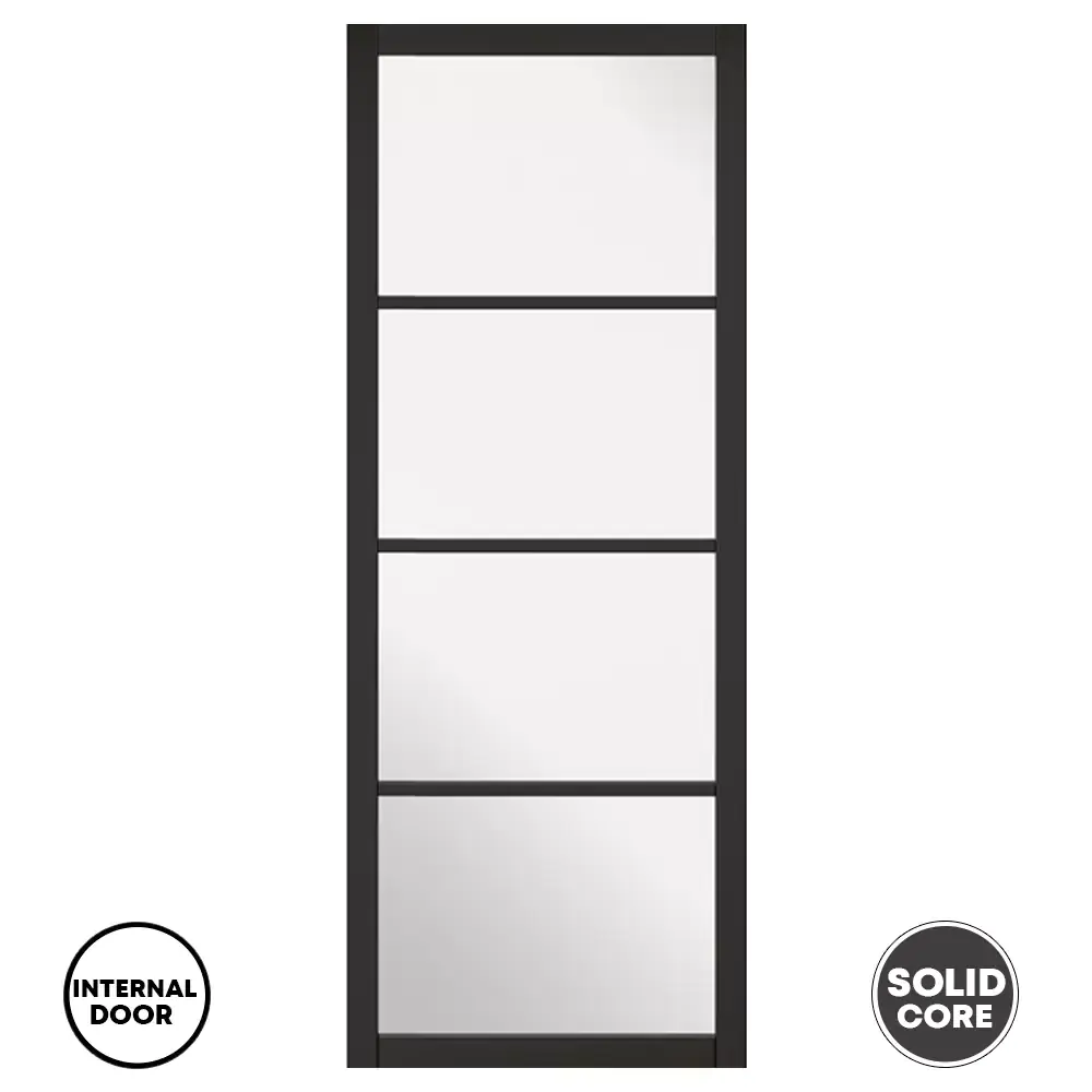 LPD Door Soho Glazed 4L Clear Glass Pre-finished Black