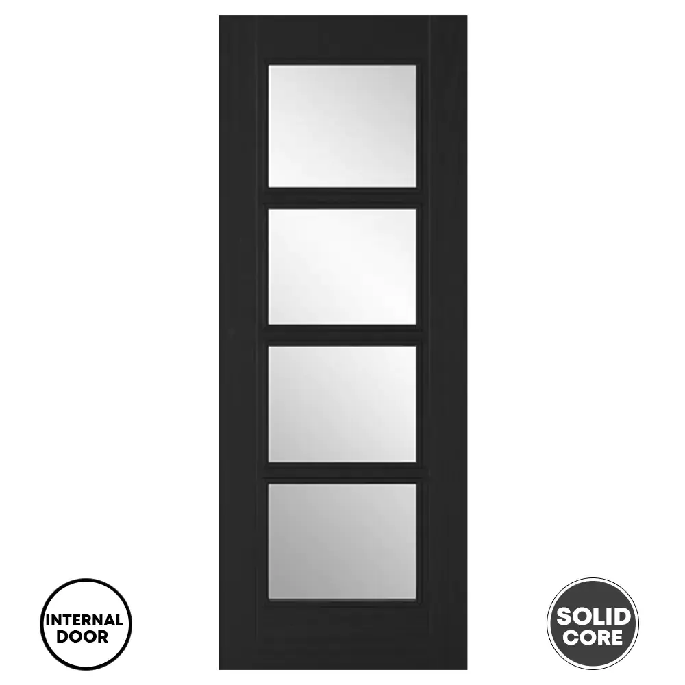 LPD Vancouver Pre-Finished Clear Glazed Internal Door Charcoal Black