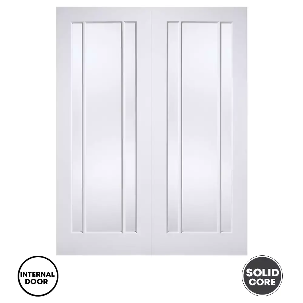 LPD White Primed Economical Door Lincoln Clear Glazed 3L Pair