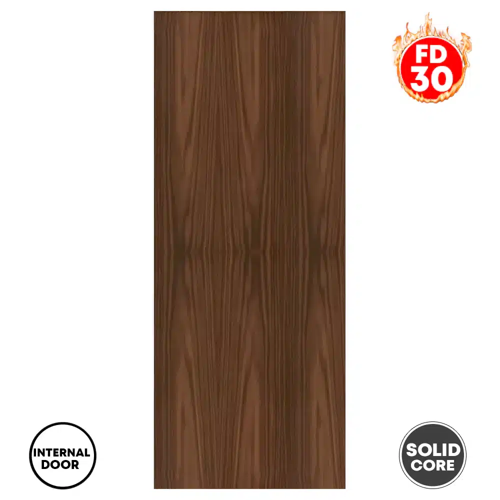 Premdor Flush Pre-Finished FD30 2040mm x 726mm (28.5") - Walnut