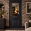 LPD Arnhem Black 1L Clear Glazed Moulded Lower Panel Primed Plus Wood Veneer Internal Door
