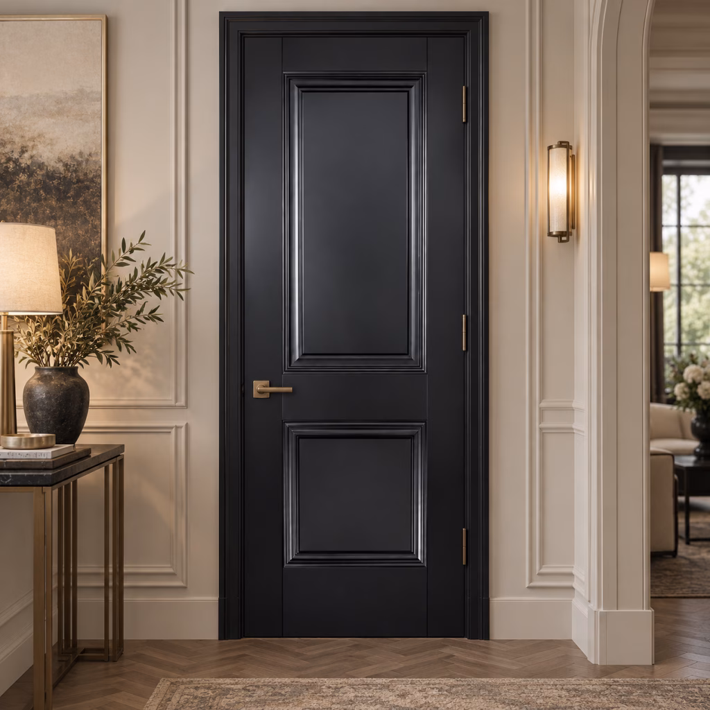 LPD Arnhem Black 2 Panel Moulded Primed Plus Wood Veneer Internal Door