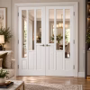 LPD Coventry White Primed 3L Clear Glazed 3 Solid Panel Rebated Right-Hand Pull Smooth Internal Door Pair lifestyle