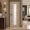 LPD Edmonton Light Grey 1L Clear Glazed Frosted Lines V Cut Ladder Style Pre-Finished Internal Door