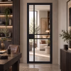 LPD Greenwich Black Industrial Asymmetric Clear Glazed Panels Pre-Finished Internal Door lifestyle
