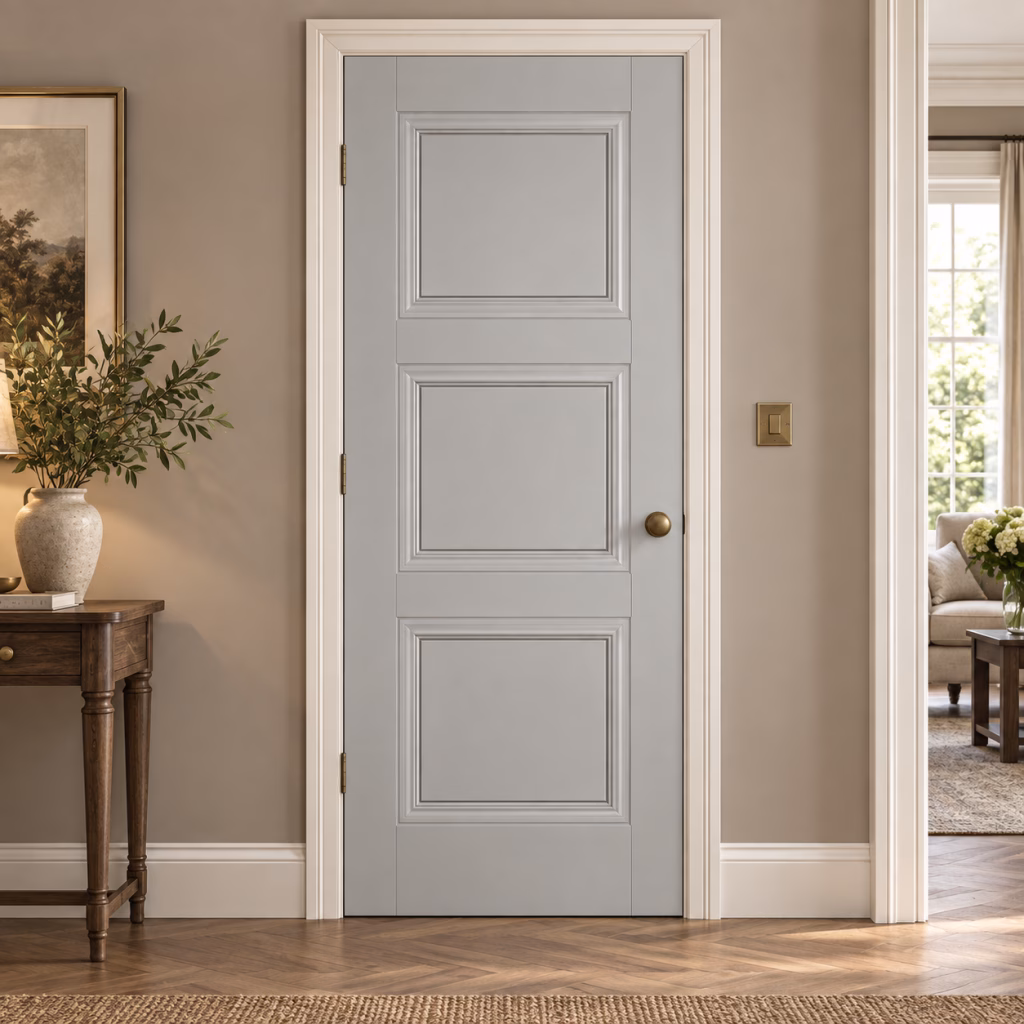 LPD Grey Amsterdam 3 Panel Primed Plus Silk Grey Wood Veneer Internal Door