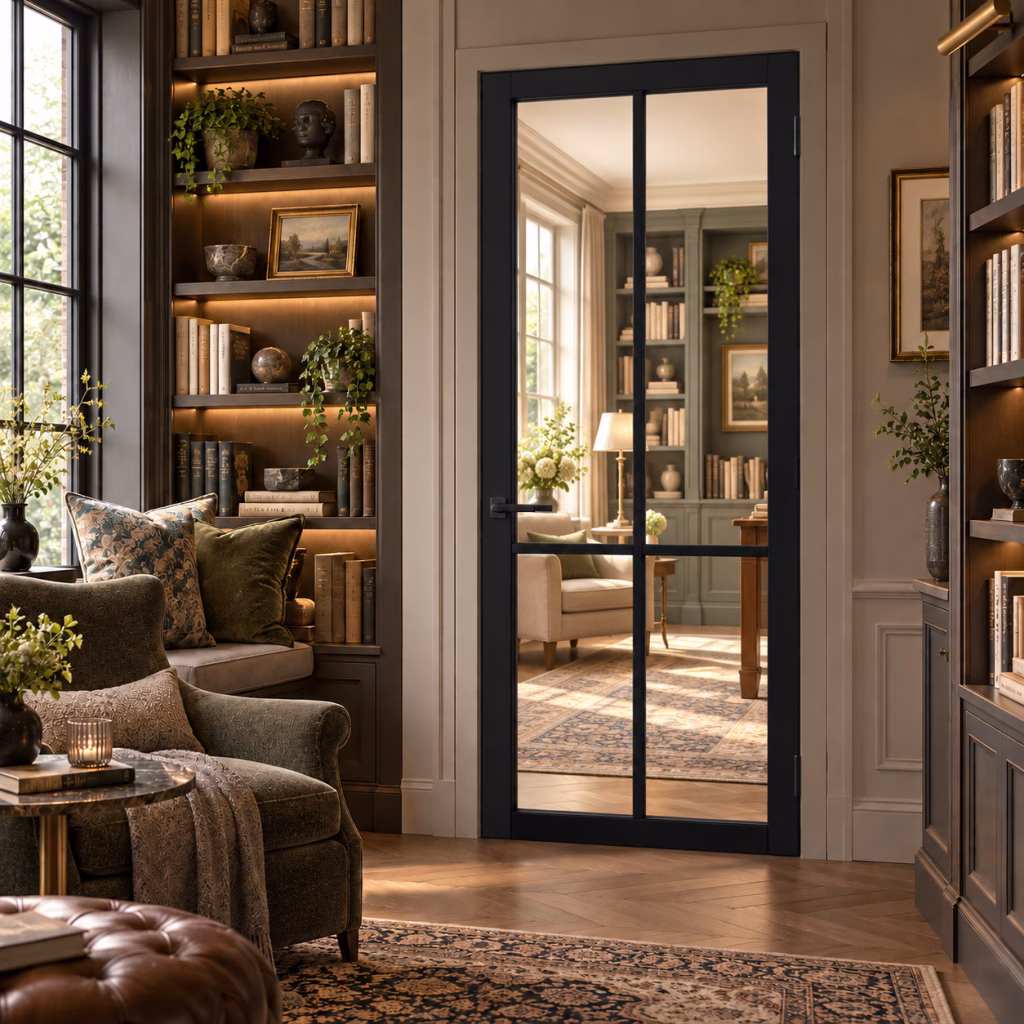 LPD Liberty Black 4L Clear Glazed Industrial Narrow Profile Pre-Finished Internal Door