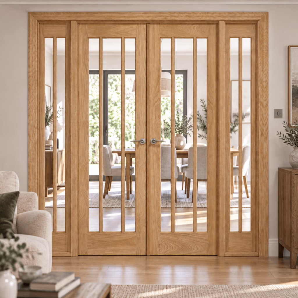 LPD Lincoln W6 Oak Clear Glazed Veneer Unfinished Internal Room Divider