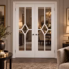 LPD Reims White Primed Clear Glazed Diamond Beaded Rebated Right-Hand Pull Internal Door Pair lifestyle