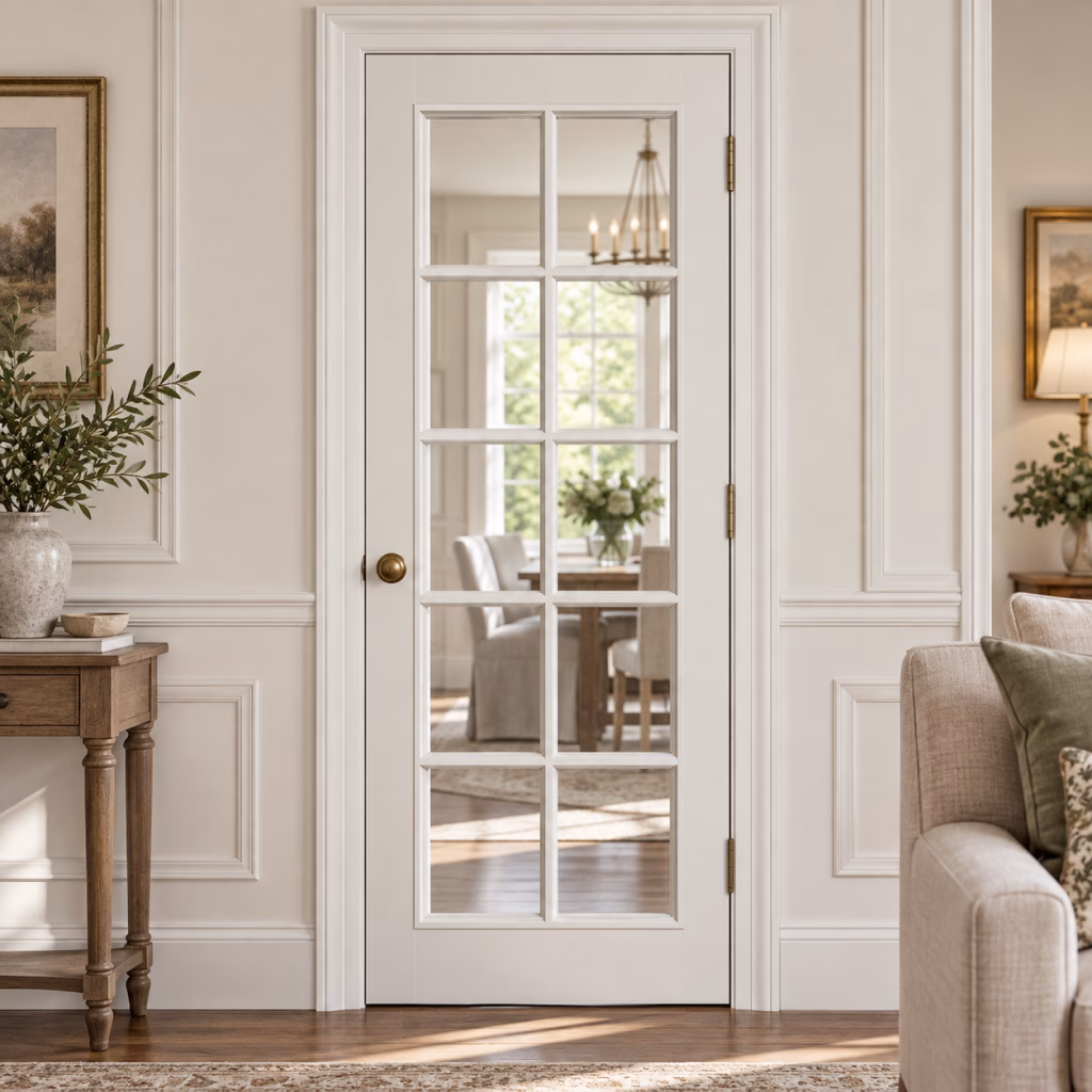 LPD SA 10L White Primed Clear Glazed Raised Mouldings Textured White Internal Door